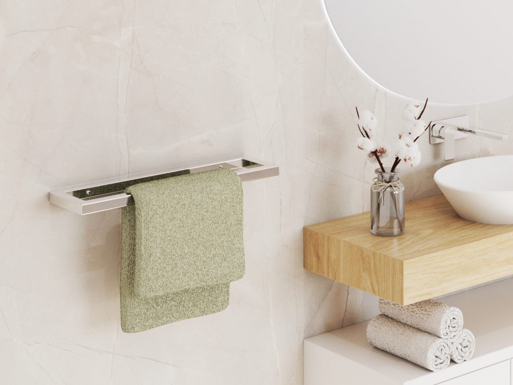 Wieszak na ręczniki ścienny pojedynczy B stal nierdzewna chrom S - obrazek 3