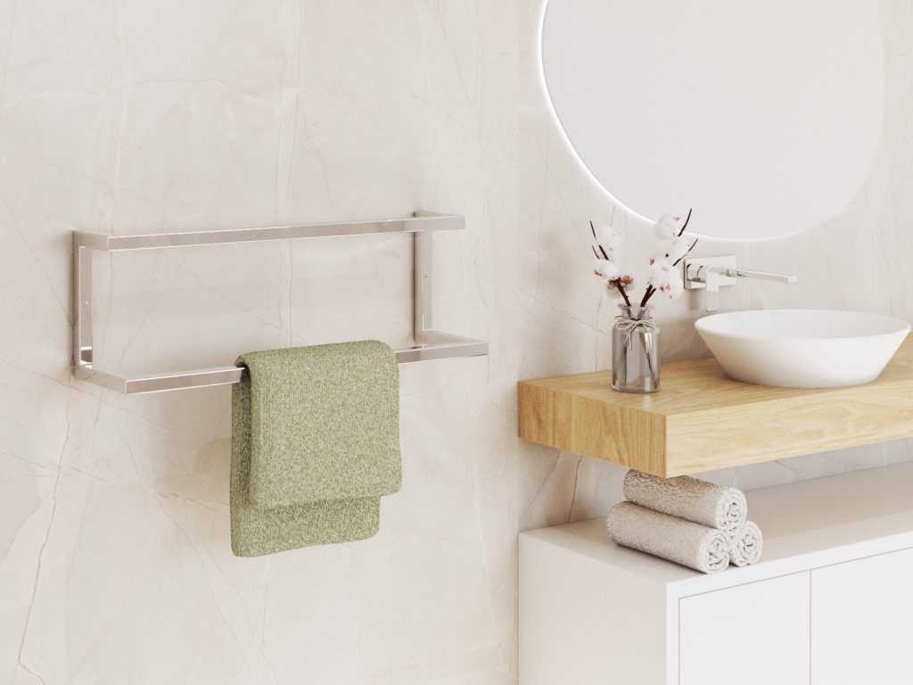 Wieszak na ręczniki ścienny podwójny stal nierdzewna chrom M - obrazek 3