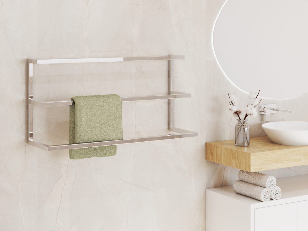 Wieszak na ręczniki ścienny potrójny stal nierdzewna chrom L - obrazek 3