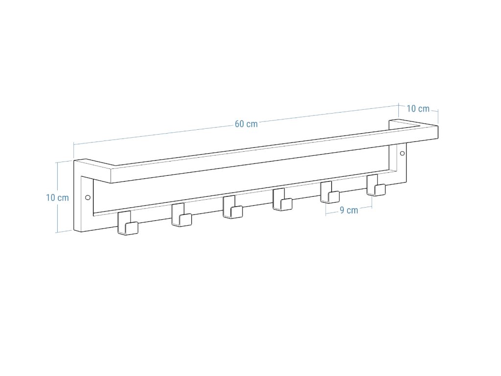 Wieszak na ręczniki ścienny z zawieszkami stal nierdzewna chrom M - obrazek 5
