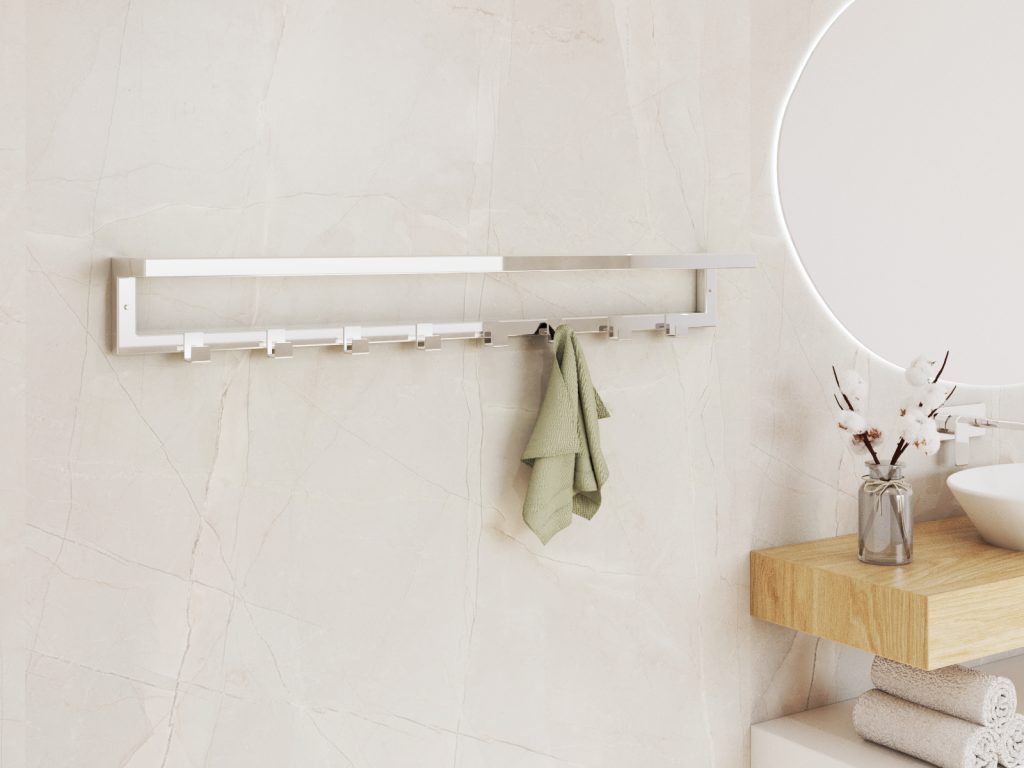 Wieszak na ręczniki ścienny z zawieszkami stal nierdzewna chrom L - obrazek 3