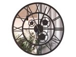 Zegar z lustrem ścienny metalowy Loft z trybami 70 cm