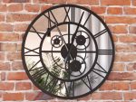 Zegar z lustrem ścienny metalowy Loft z trybami 70 cm - obrazek 4