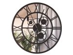 Zegar z lustrem ścienny metalowy Loft z trybami 80 cm