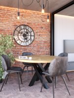 Zegar z lustrem ścienny metalowy Loft z trybami 90 cm - obrazek 2