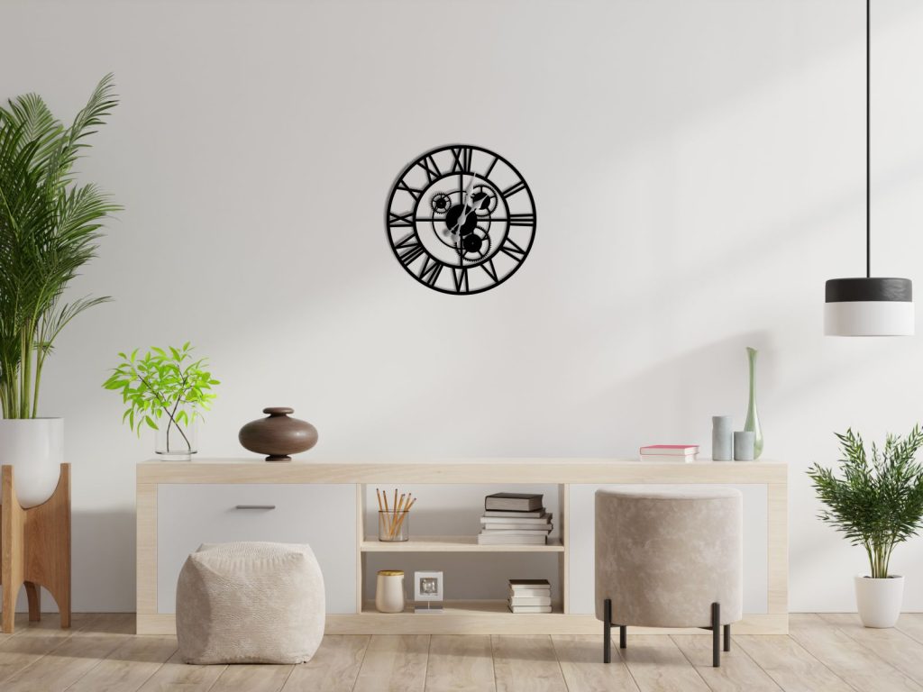 Zegar metalowy Loft z trybami 40 cm - obrazek 2