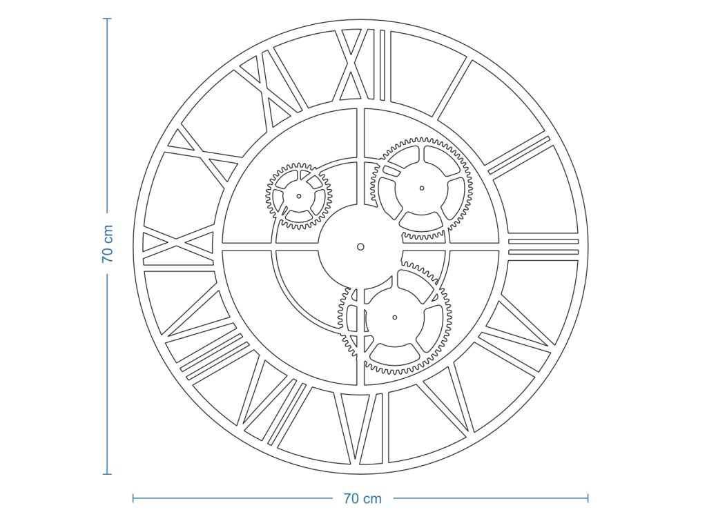 Zegar metalowy Loft z trybami 70 cm - obrazek 4