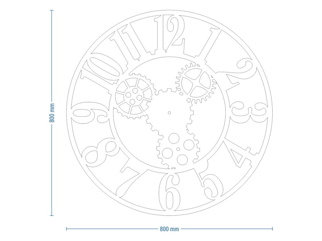 Duży zegar ścienny metalowy Tryby II 80 cm - obrazek 6